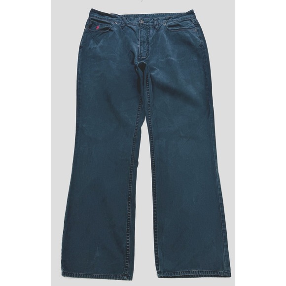 Polo Ralph Lauren Chino 5 Pocket Pants Men 38x32 Navy Distress Straight Red Pony - Picture 1 of 8